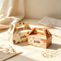 Boîtes à pignon en carton ondulé recyclé irisé avec revêtement UV, emballage alimentaire de luxe personnalisé pour cadeaux, avec poignées en ficelle, vente en gros