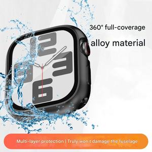 เคสป้องกันหน้าจอแบบ3 in 1, ปกป้องใบหน้าด้วยกระจกนิรภัยสมาร์ทวอทช์กันน้ำเคสโลหะสำหรับ10/11 <span class=keywords><strong>Apple</strong></span> <span class=keywords><strong>Watch</strong></span> Series - Product Image 2