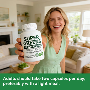 OEM ODM 32 ซูเปอร์กรีนส์ คอมเพล็กซ์ แคปซูล 60 เม็ด ผลิตภัณฑ์ผสมจากอาหารธรรมชาติ พร้อมโปรไบโอติกส์ มังสวิรัติ ปราศจากกลูเตน อาหารเสริม - Product Image 5