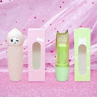 Tubos de Lápiz Labial Cosmético Vacíos, Sin Pedido Mínimo, Listos para Enviar, Diseño de Gato de Té Verde de Dibujos Animados, Color Rosa Bonito, 12.1mm, Tubo de Lápiz Labial Bonito en Stock