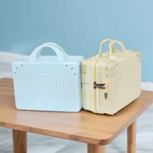 Sac carré rétro, mini valise de 15 pouces avec serrure à combinaison, bagage à main portable, couleur unie, design à rivets, roues pivotantes - Product Image 2