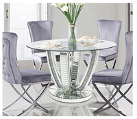 Luxe écrasé diamant miroir Table à manger en verre trempé Table à manger Table à manger meubles de salon décor à la maison Muebles