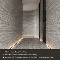Panneau de revêtement mural flexible en pierre de travertin 3D, feuille de pierre artificielle pour intérieur ou extérieur - Prix de gros