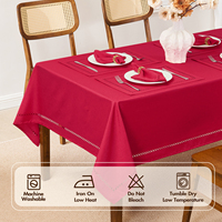 Nappe personnalisée en polyester imitation lin avec découpe en forme de diamant, imperméable, résistante aux taches, anti-rétrécissement et lavable
