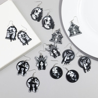 Gothic Hit perhiasan gelap geometris akrilik anting menjuntai Ular pesta Halloween menakutkan penyihir hantu cantik pengantin untuk wanita hitam FS