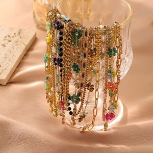 Girl's <b>Cute</b> Bohemian Acrylic Multilayer Colorful Flower <b>Bracelet</b> Stainless Steel Summer Jewelry <b>Bracelet</b> for Women - Product Image 3
