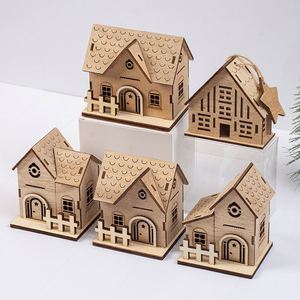 Hot-Selling Christmas Glowing Cabin Ornament Small House Home Festival Craft Wooden House Christmas Village Figurines <b>Light</b> <b>Led</b> - Product Image 3