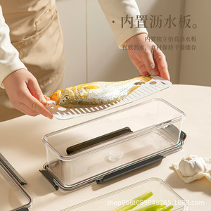 Refrigerator <b>Storage</b> Box Rectangle Stackable Clip On Lid Food Grade For Scallions Garlic Ginger Noodles Preservation - Product Image 2
