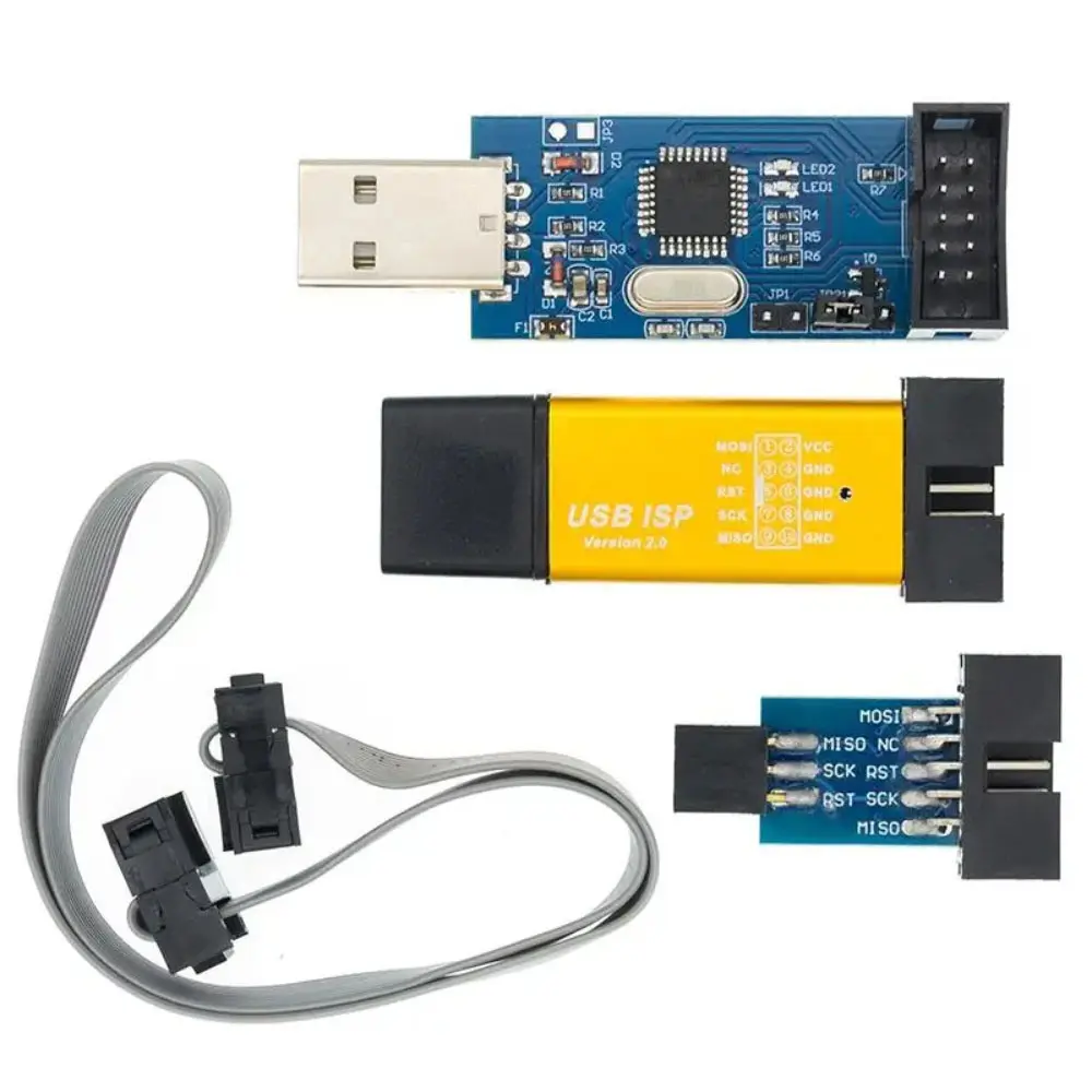 1pcs New USBASP USBISP AVR Programmer USB ISP USB ASP ATMEGA8 ATMEGA128 Support Win7 64K 10Pin To 6 Pin Adapter Board