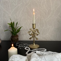 Support de bougie conique en métal rose mat avec nœud, style vintage, en fer, pour décoration de table de mariage, dîner à la maison, vente en gros