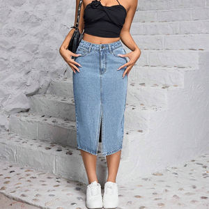 Nuevo Vestido de Mezclilla Casual para Mujer Estilo Y2K de Verano, Falda de Largo Medio con Cintura Irregular, Estilo Lindo con Decoración de Botones y Bolsillos - Product Image 6