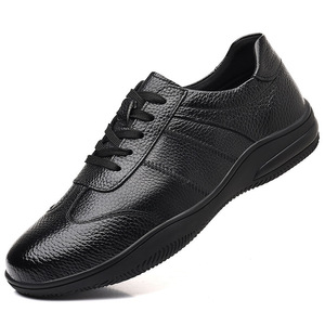 Chaussures en cuir pour hommes, noires, à bout rond, à lacets, décontractées, pour affaires et voyages, taille adulte 801 - Product Image 5