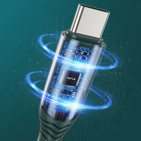 Kabel Usb Tipe C nilon pintar, kabel 5A 100W Usb C dengan tampilan Digital LED, kabel Usb pengisian daya cepat, 1M 2M