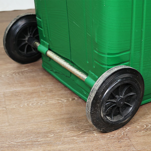 Outdoor <b>Square</b> Waste <b>Bin</b> 240L Green Metal Bucket Wheeled Durable For Outdoor Use - Product Image 1