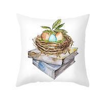 Maßgefertigter Osterhase & Ei Bedruckter Kissenbezug, Niedlicher Cartoon-Samt-Sofakissenbezug, Pfirsichhaut-Schlafzimmer-Rückenkissen
