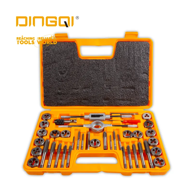 DINGQI 40pcs Conjunto de ferramentas de rosqueamento metrico profissional esquerda rosqueamento