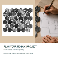 Carreaux de mosaïque hexagonale personnalisés 270x284mm aspect pierre Black Marquina pour projets, vente en gros