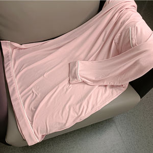 Haute qualité surdimensionné col rond T-Shirt été Polyester Modal manches longues une pièce pyjamas confortable doux vêtements de nuit automne - Product Image 3