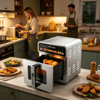 Friteuse à air Anbolife 10L en acier inoxydable personnalisable pour la vente en gros, moins de graisse, 80 % sans PFAS, cuisson en trois couches, 12 menus prédéfinis