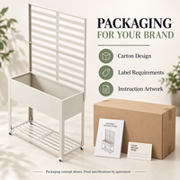 Jardinière surélevée avec treillis, bac à plantes métallique roulant avec étagère, couleurs personnalisées, OEM ODM pour marques de jardinage en marque blanche