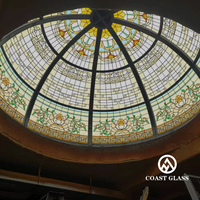 Vitrail rond Plafond de lucarne en forme de dôme Église résidentielle Verre décoratif incurvé