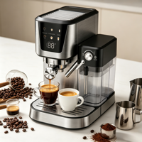Anbolife - Cafetera Portátil Compacta de Acero Inoxidable, Cafetera Espresso Fría, 20 Bares, Tanque de Leche, OEM, ODM