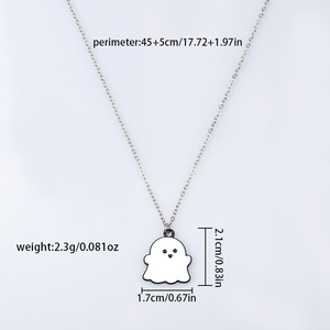 สร้อยคอผีฮาโลวีน จี้โลหะผสม เครื่องประดับผีการ์ตูน สำหรับตกแต่งงานเทศกาล งานปาร์ตี้ ดีไซน์สีขาวและสีดำ - Product Image 3