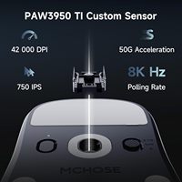 Souris de jeu sans fil ultra-tri-mode MCHOSE A7 V2 pour l'e-sport, 59g, capteur PAW3950 TI 42K, autonomie de 130 heures, vente en gros, nouveauté