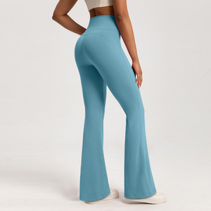Pantalones de Yoga con Forro Polar Cálido para <span class=keywords><strong>Mujer</strong></span>, con Logotipo Personalizado, de Cintura Alta, Pierna Ancha, Térmicos, para Gimnasio y Entrenamiento - Product Image 3