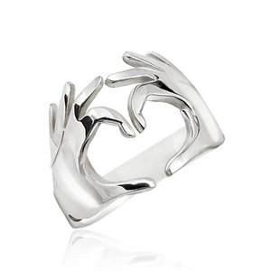 Anello regolabile a forma di cuore, regalo per coppie, anello minimalista alla moda, unisex, gioiello di tendenza. - Product Image 5