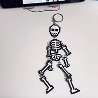 Porte-clés squelette Pixel pour couple de joueurs, amis, breloque de sac assortie, cadeau de fête d'Halloween, porte-clés à articulations mobiles