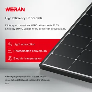 WERAN Panneaux solaires photovoltaïques en toiture Prix 550W 560W 570W 580W 590W 600W Longi Panneaux solaires 1000W Prix