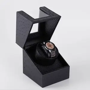 Hand gefertigte Deluxe Leder automatische rotierende Motor wickler Uhren box benutzer definierte Logo High-End-Qualität Einzel uhr Verpackungs box