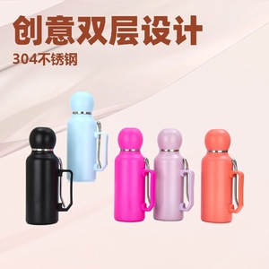 Stainless Steel Insulated Cup With Handle And Spoon 304 Outdoor Portable Sports Mate Cup For Camping Travel Office Use - Product Image 5