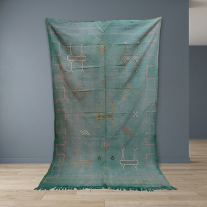 Alfombra Tribal Hecha a Mano, Alfombra Marroquí de Seda de Cactus, Alfombras Rectangulares con Base de Yute, para Sala de Estar, Venta al Por Mayor, Anudadas a Mano - Product Image 1