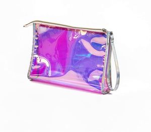 Iridescent Holographic PVC Storage Bags for Women <b>Makeup</b> Pencil Brush Organizer Cosmetic Toiletry Pouch with Laser Laser Design - Product Image 1
