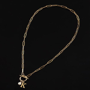 Collana Trendy da Donna in Acciaio Inossidabile Placcato Oro con Decorazione di Perle Finte e Design a Lettere, Regalo per Fidanzata o Mamma - Product Image 3