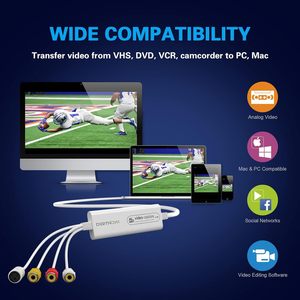 Carte de capture vidéo USB 2.0, convertisseur <span class=keywords><strong>VHS</strong></span> vers numérique <span class=keywords><strong>1080P</strong></span> 30Hz pour Mac OS, iPad, Android, WinXP/7/8/10, adaptateur RCA vers USB - Product Image 5