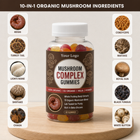 Gummies aux champignons purs haute puissance Cordyceps, Crinière de lion, Ganoderma Lucidum pour la concentration, 60 unités, Fabrication sous marque privée