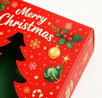Boîte pliable décorative imprimée pour Noël avec fenêtre transparente découpée pour biscuits et chocolats de fêtes