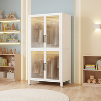 Armoire en acier moderne avec portes en polycarbonate, armoire à vêtements en métal minimaliste pour chambre à coucher, dortoir