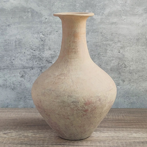 फार्म हाउस देहाती विंटेज घरेलू इंटीरियर सजावट टेराकोटा के साथ मिट्टी टेराकोटा फूल का फूलदान - Product Image 3