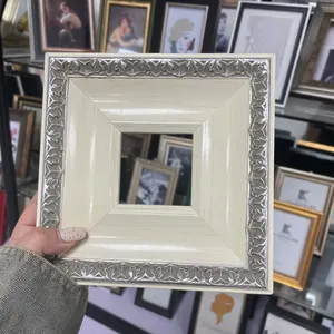 Wholesale Square Classic Vintage White Elegant Picture Frame OEM ODM Silver Edge Moedern Wood Photo Frame For Art Wall Decor
