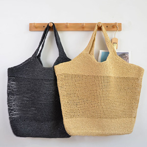 Bolso de Playa de Rafia de Diseño, Bolso de Compras de Lujo para Mujer, Gran Capacidad, Estilo Hobo, con Doble Correa para el Hombro, Dos Bolsillos, Tipo Maxi Cartera - Product Image 2