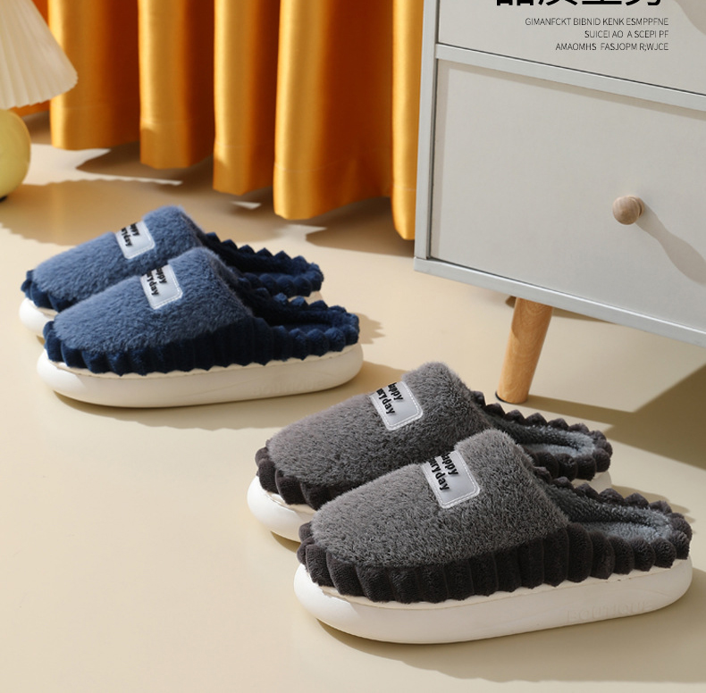 China Wholesale Cotton Slippers for Men Thick Sole Winter Warm Slippers Women