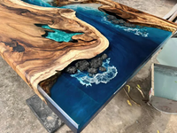 Vente en gros Table à manger Rivière noire Meubles en résine époxy Rivière transparente pour décoration de maison de ferme Utilisation à manger