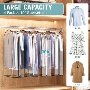 Housse de vêtement transparente avec doublure en PEVA, sac de rangement anti-poussière pour vêtements, usage domestique, style moderne, design pliable - Product Image 4