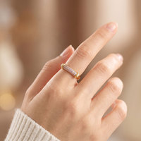 Bague ouverte personnalisée de style européen et américain pour femme, incrustée de zircon, à fermoir fer à cheval, élégante et légèrement luxueuse
