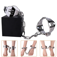 FISTSX Menottes de cheville en métal robustes avec cadenas pour jeux de soumission en couple, jeux de rôle BDSM, dispositifs de retenue BDSM, 3 styles de menottes de cheville