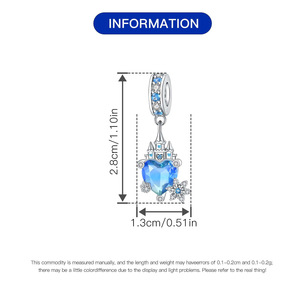 Colgante de cobre blanco con forma de castillo y copo de nieve azul, accesorio de pulsera DIY de alta gama y exclusivo para mujer - Product Image 3